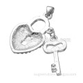 rhodium plated heart and key shape crystal 2015 lucky charm